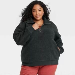 Ava & Viv Women’s Charcoal Gray Fleece Sweater,Size 4X(28W/30W)